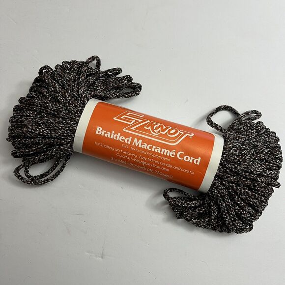 EZ Knot Braided Macrame Cord Polypropylene 3.5mm 50 Yards Brown Black Beige - Picture 1 of 5